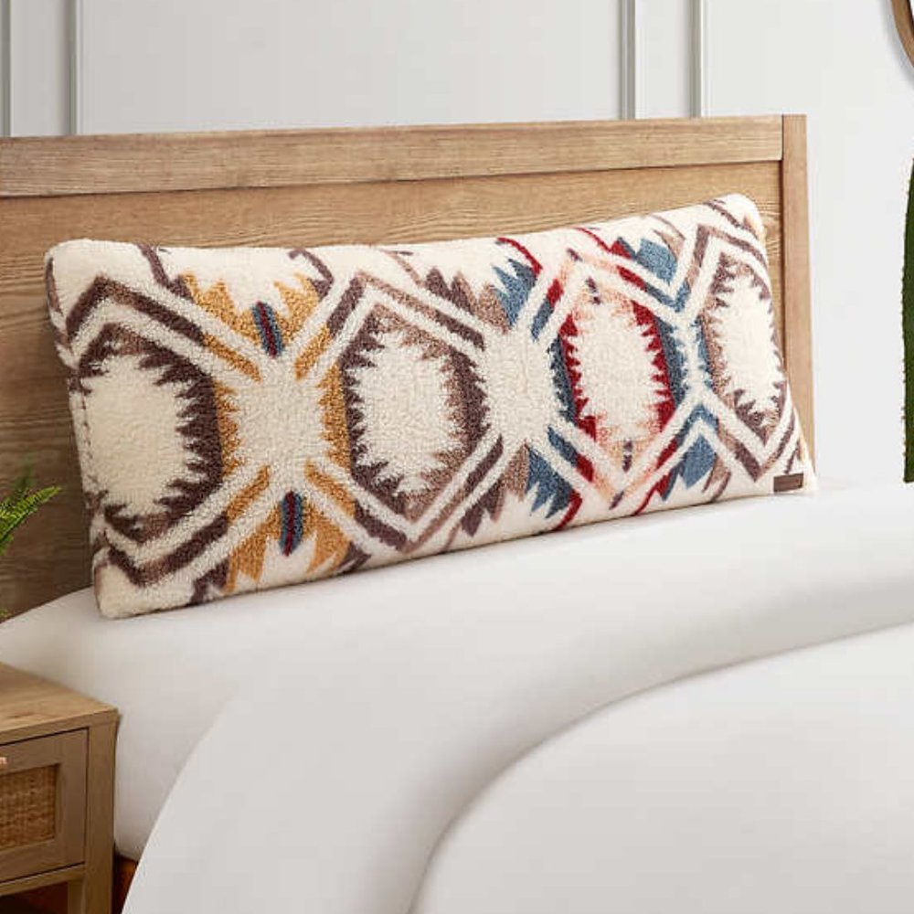 Pendleton Oversized Sherpa Bolster Pillow White Sands